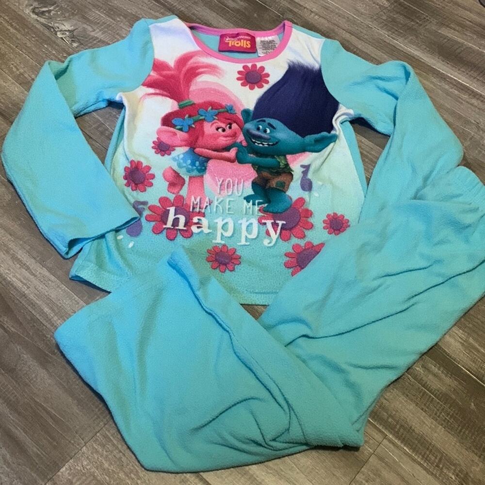 Dreamworks Trolls Girls Pajamas 2 Piece Fleece PJ‎ Set Size 4/5